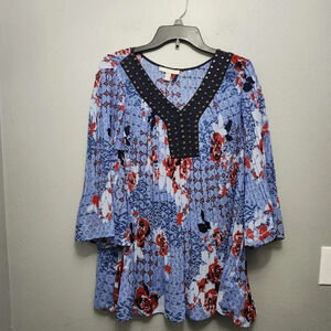 Woman within women's blouse top size 18/20 floral blue and red